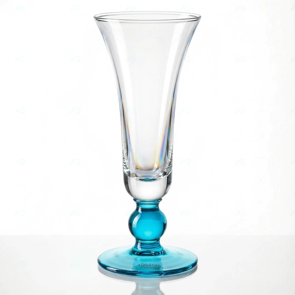 Carrara | Eisglas | Eisbecher Premium Eisglas Carrara türkisblau 400ml von ADRIAGEL® - skulpturaler Höhen-Champion mit 240mm und Bubble-Baluster-Stiel für moderne Parfait-Türme mit maximaler Tischpräsenz