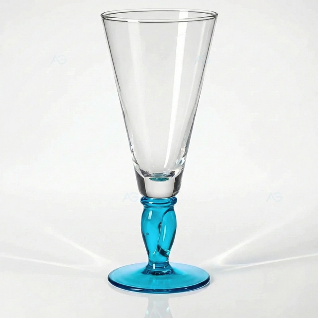 Premium Eisglas Cosenza türkisblau 600ml von ADRIAGEL® - absoluter Höhen-Rekordhalter mit 270mm und charakteristischem türkisfarbenem Spiral-Fuß für außergewöhnliche Signature-Desserts und majestätische vertikale Parfait-Türme